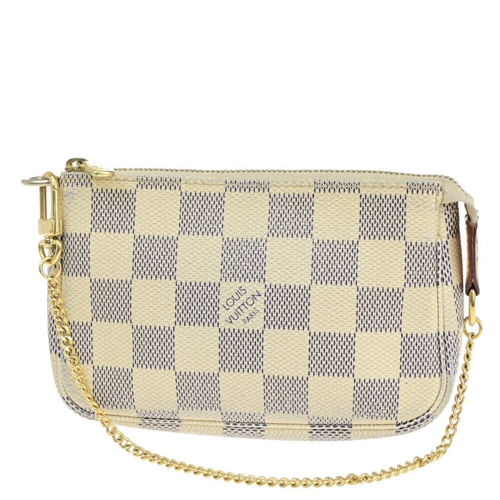 LOUIS VUITTON Mini Pochette Accessoires Hand Bag Damier Azur WE